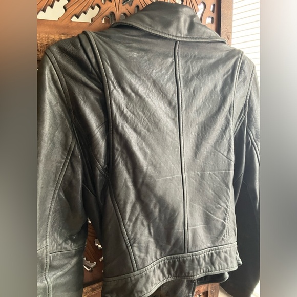 Leather moto biker jacket, black, Treasure & Bond - Picture 5 of 9